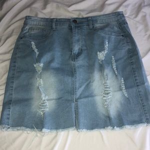 Ripped Denim Mini Skirt